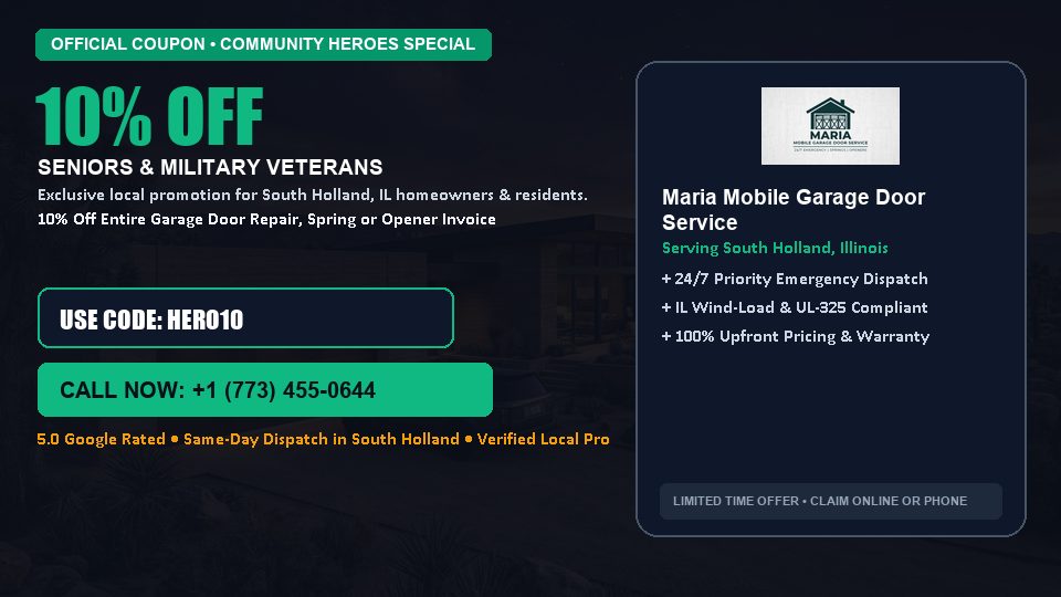 Maria Mobile Garage Door Service 10% OFF Seniors & Military Veterans